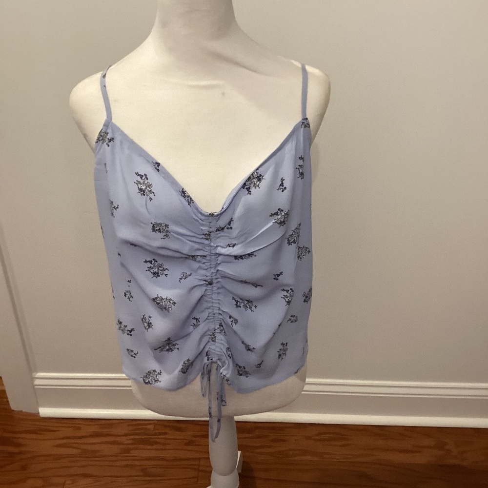 Slender Strap Ruched Front Top (Color: Light Blue) SIZE =XL & L)